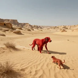 red dog beast, dry karst desert, wide shot, fantasy concept art