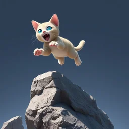 a 3 d render of a cat jumping on to a rock, cgi, trending on artstation, detailed, anime