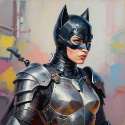 greg manchess portrait painting of partially armored catwoman as overwatch character, medium shot, asymmetrical, profile picture, organic painting, sunny day, matte painting, bold shapes, hard edges, street art, trending on artstation, by huang guangjian, gil elvgren, ruan jia, greg rutkowski, gaston bussiere