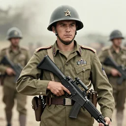giga chad as a soldier , historical photo