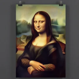 painting of mona lisa but the view is from behind of mona lisa.