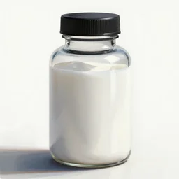 concept art of magic dietary supplement in a transparent modern rounded bottle filled with white liquid, black top, by gil elvgren, white tones, white background, digital painting, artstation, concept art, smooth, sharp foccus ilustration hq