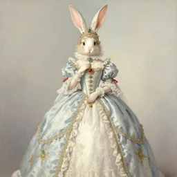 baroque rococo pastel anthromorphic regal female rabbit princess Greg Hildebrandt Lisa frank portrait