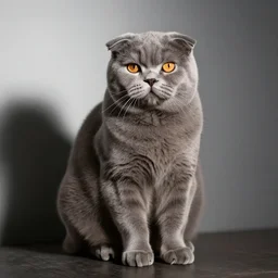fat grey-colored Scottish Fold sitting