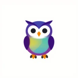 A minimalist owl logo in the y2k style, bauhaus style, created by The Designers Republic, vibrant colors