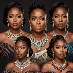 4 k image of an african woman portrait wearing expensive jewellery