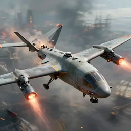 military drone gunship, with plasma guns, apocalyptic, by jon aaron kambeitz, katsuhiro otomo, heng z, concept art, insanely detailed, raytracing, octane, unreal engine, trending on artstation