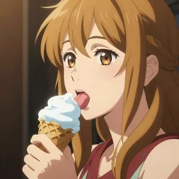 moe anime character licking soft ice