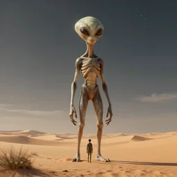 a giant alien standing in a desert, first there must be death, by antoine wiertz and noah bradley, a lonely being awaits there, separated from purpose or meaning, until the time is right for it to take its place among the pale stars, visually stunning, cinematic, highly detailed, blender 3 d, trending on cgsociety, 3 d render, rendered in octane