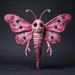a humanoid stop motion rosy maple moth squid hybrid puppet designed by tim burton