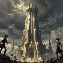 photo cartoon illustration comics manga painting of tower of orthanc, fantasy environement, digital painting, unreal engine, 8 k, volumetric lighting, contrast by john kirby by carl warner and jim woodring, trending on artstation