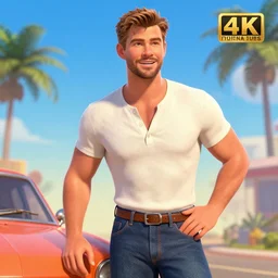 chris hemsworth pin up art, retro, by pixar, trending on artstation, 4 k