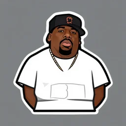 biggie smalls, digital art, iconic icon, 2 d vector logo, cartoon, t - shirt design