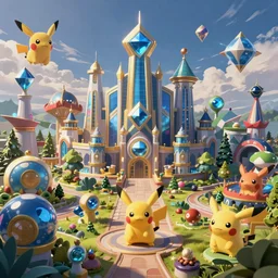 the city of azuria in pokemon diamond, 3 d render, dramatic lighting, intricate, wild, highly detailed, digital painting, artstation, concept art, smooth, sharp focus, illustration, art in the style of pokemon games