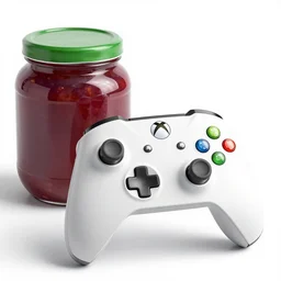 jar of jam playing video games on xbox