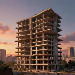 a beautiful photorealistic anime illustration of in - law suite unfinished building by frank lloyd wright, vice city sunset darkacademia earth, archdaily, wallpaper, highly detailed, trending on artstation.