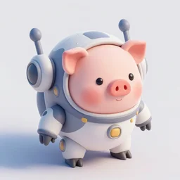 Isometric 3D Fantasy Cute and adorable pig space Mecha, Smooth 3D Illustration, soft render, Servando Lupini, Daniil Kudriavtsev, handpaint texture, Blender, 3DCoat H 648