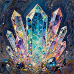 crystals, anime cyberpunk, intricate oil painting by greg rutkowski, trending on artstation