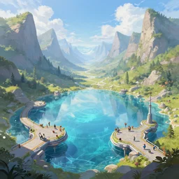 A beautiful digital painting of a sci-fi landing platform, crystal lake, lovely valley by Stanley Artgerm Lau,  Rossdraws, James Jean, gerald brom, Andrei Riabovitchev, Marc Simonetti, and Sakimichan, trending on artstation