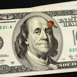 duck portrait on hundred dollar bill
