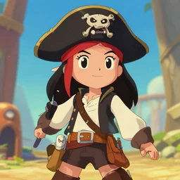 wide angle portrait of a female pirate, a cute uniform, somewhat of an anime in pixar style, trending artwork, made with anime painter studio, by pixar and an anime artist, collaboration