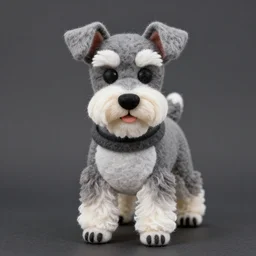 a gray schnauzer dog as a muppet. highly detailed felt. hyper real photo. 4 k.