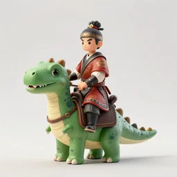 a portrait of a warrior riding in a saddle on the back of a tiny green dinosaur, adorable and whimsical, fantasy, adorable, unreal engine, octane render, sharp focus, high contrast, matte painting, art by rodney matthews