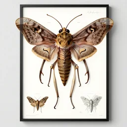 academic anatomical diagram poster of a cryptid mothman