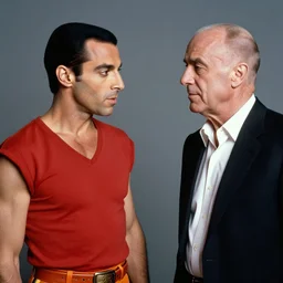 freddie mercury asking saul goodman for help, award winning photography by don mccullin