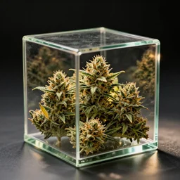 glass box full of cannabis marijuana, beautiful, sun rays, octane render, nug pic, ray tracing, 8 k, unreal engine 5