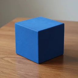 blauwe kubus op een tafel