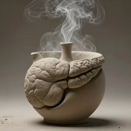 a clay alembic of voices, vapour, air flow, clay, no humans, alchemy, steam, larynx, oesophagus texture, 8 k, unreal, high resolution,