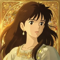 anime woman, art by studio ghibli and ilya kuvshinov, portrait, intricate, highly detailed, digital painting, golden hour, anime!! trending on pixiv fanbox, trending on artstation, concept art, sharp focus, illustration art by artgerm and greg rutkowski and alphonse mucha
