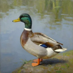 a duck on the prowl oil painting robert gober