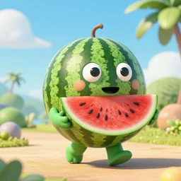 blippi carrying a watermelon, photorealistic, 8k, award winning