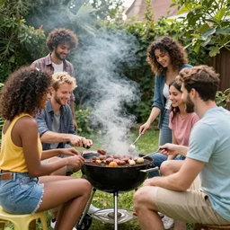 a group of friends having a bbq at the backgarden