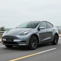 a black mouth cur driving a Tesla model y, 4k