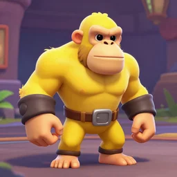 yellow ape video game character, team fortress 2 style, 3 d pixar animation, octane, redshif