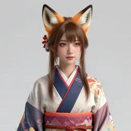 Ssunbuki as a woman with fox ears and a kimono, visualartzi, Japanese, concept art by Karla Ortiz, James Paick, Charlie Bowater, Krenz Cushart, highly detailed, ultra detailed, ultra realistic, trending on artstation, cgstudio
