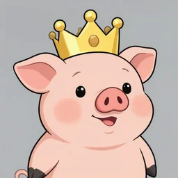 cute cartoon pig wearing a crown, disney, early black and white cartoon animation, masterpiece, 8k