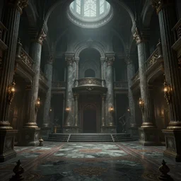 interior architecture from quake, lovecraftian, liminal space, unreal engine 5, hyper detailed, hyper realistic