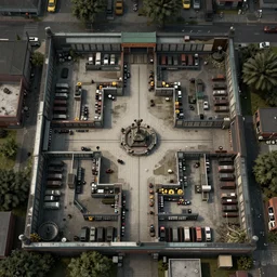 rpg battlemap of the outside of a supermarket, post - apocalyptic, decay