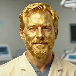 a highly detailed golden portrait of a dentist, james gurney, james jean