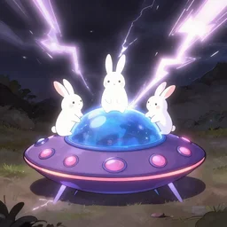 cute bunnies made out of lightning, drawn by ross tran, artgerm, kyoto animation, ufo table - 4