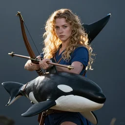 half - orca half - human with a cross bow, hd