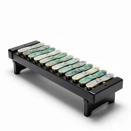 jade vibraphone, studio product photography, isolated on a pure white background, centered, entire object in frame, sharp focus, soft studio lighting