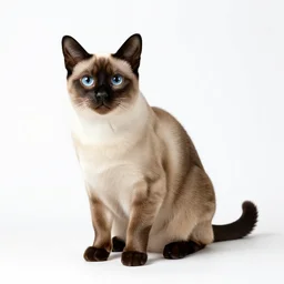 regal siamese cat, studio photography, full body, isolated on a pure white background, centered, entire subject in frame, sharp focus, soft studio lighting