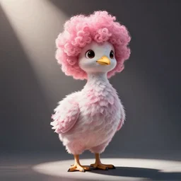 a dodo with pink afro hair