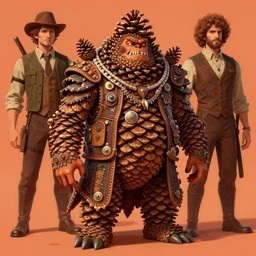 a pinecone man monster. digital art by eugene de blaas, ross tran, and nasreddine dinet, vibrant color scheme, intricately detailed, in the style of romanticism. artstation, greg rutkowski