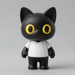 Anthro black cat in a shirt, vinyl toy figure